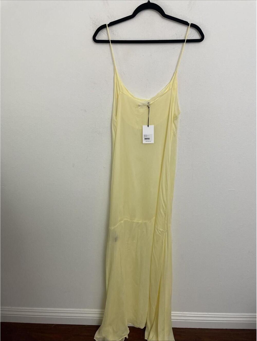 SWF  Sheer Slip long Dress Like Butter Yellow Size M  NWT $358 msrp - Picture 8 of 8